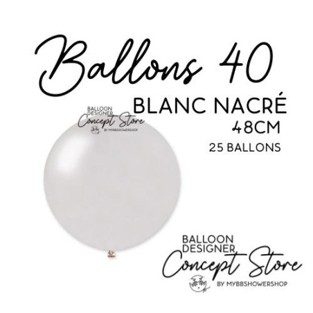 Ballons Latex 19" – 40 à 48 cm Blanc Nacré