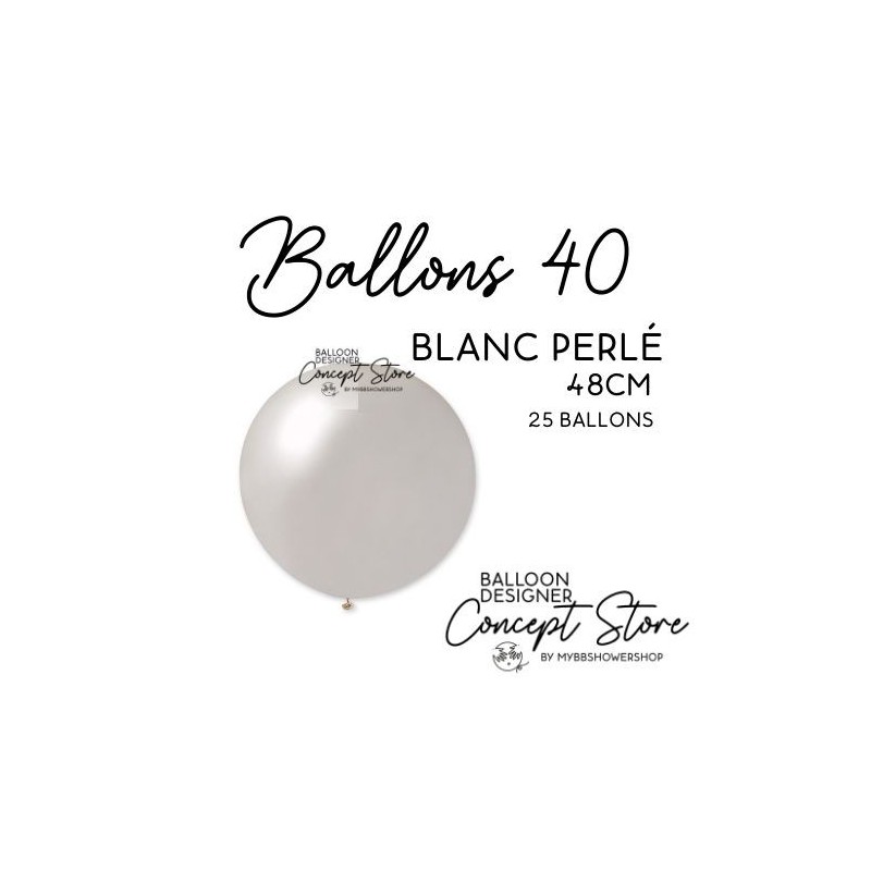 Ballons Latex 19" – 40 à 48 cm Blanc Perlé