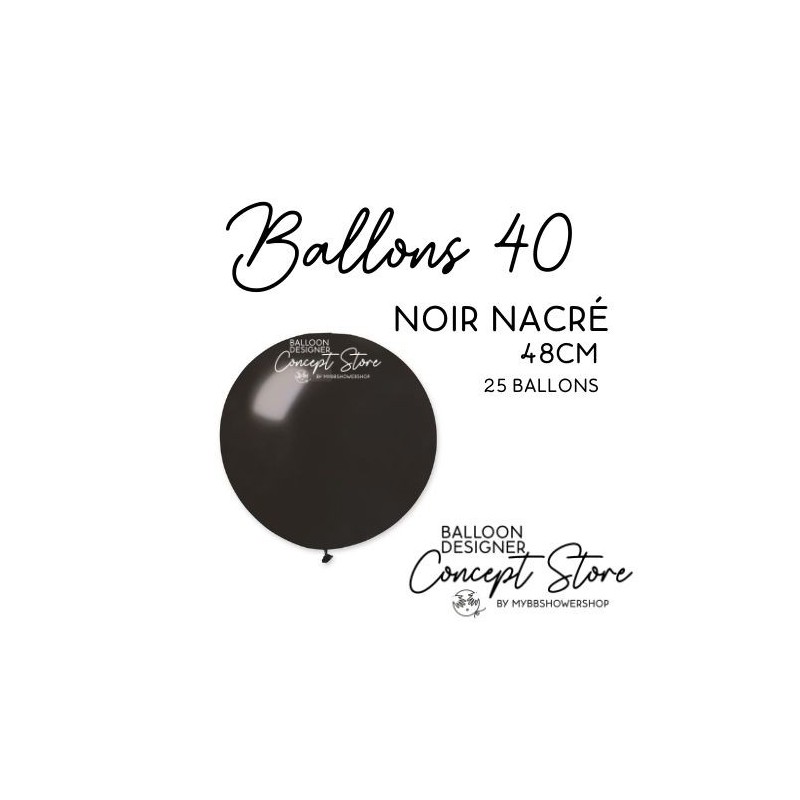 Ballons Latex 19" – 40 à 48 cm Noir Nacré