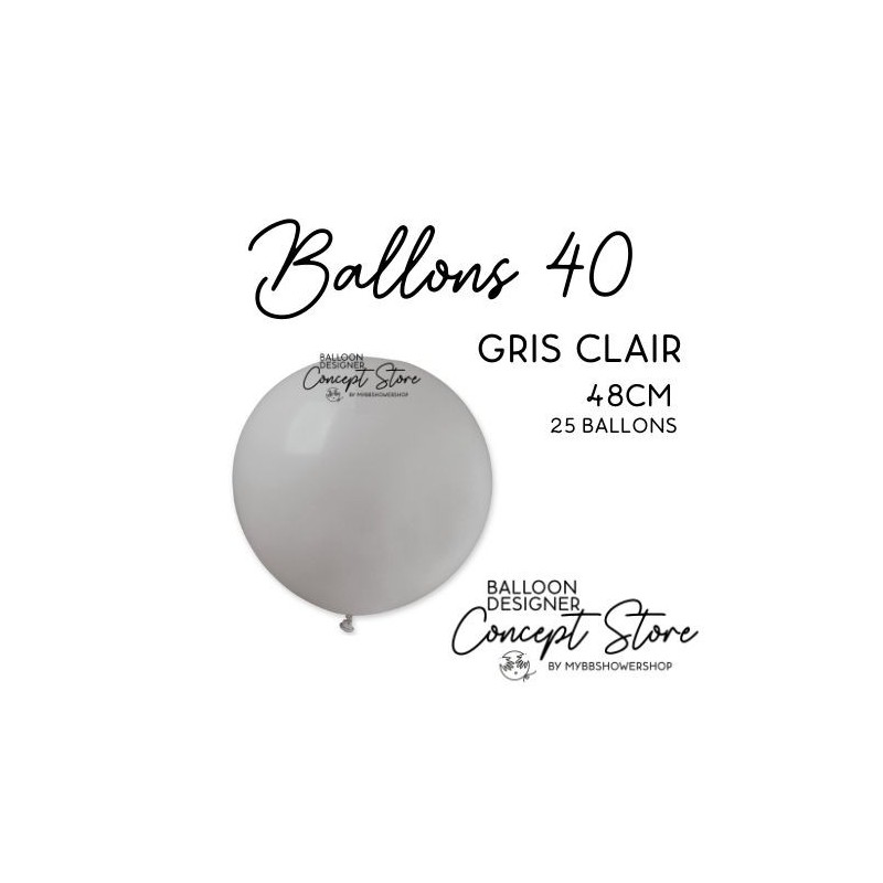 Ballons Latex 19" – 40 à 48 cm Gris Clair