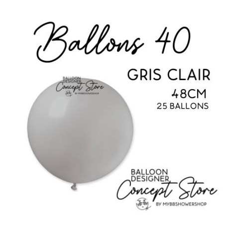 Ballons Latex 19" – 40 à 48 cm Gris Clair