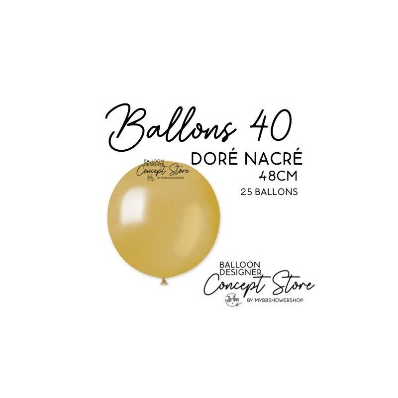 Ballons Latex 19" – 40 à 48 cm Doré Nacré