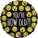 Ballon Alu Rond Smiley Emoji You're How Old – 45 cm – Grabo