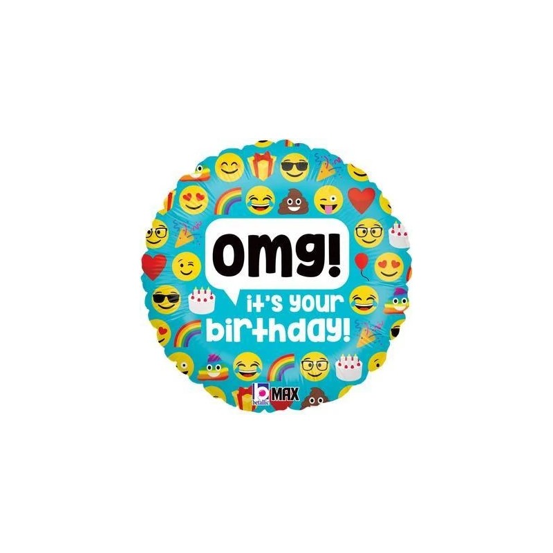 Ballon Alu Rond Smiley Emoji You're How Old – 45 cm – Grabo
