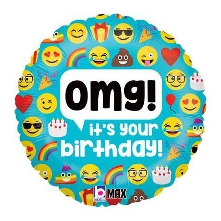 Ballon Alu Rond Smiley Emoji You're How Old – 45 cm – Grabo
