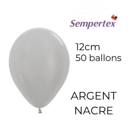 Mini Ballons 5" – Argent Nacré – Lot de 50 – Sempertex