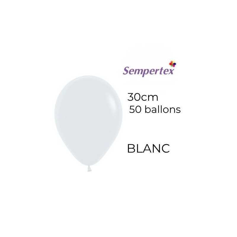 Ballons 11" – Blanc – Lot de 50 – Sempertex