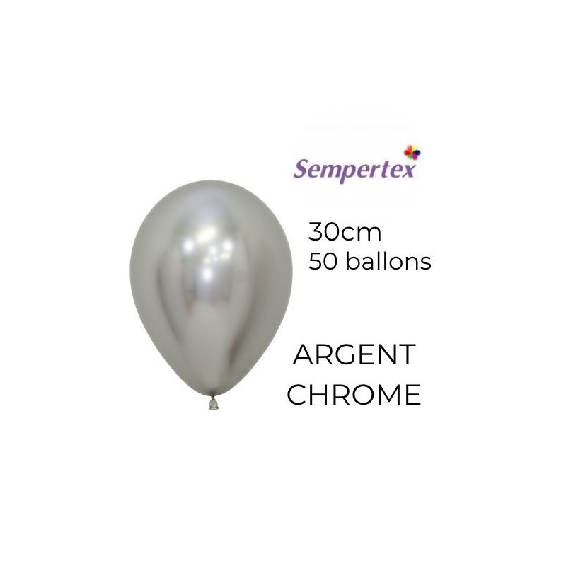 Ballons 11" – Argent Chromé – Lot de 50 – Sempertex