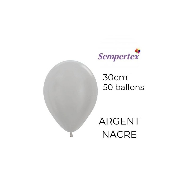 Ballons 11" – Argent Nacré – Lot de 50 – Sempertex