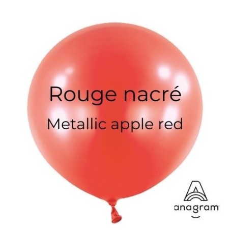 Ballons latex  24" ROND - 60CM - rouge nacré Metallic Apple Red Anagram
