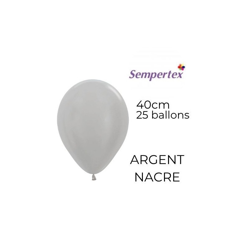 Ballons 18" – Argent Nacré – Sachet de 25 – Sempertex