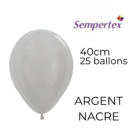 Ballons 18" – Argent Nacré – Sachet de 25 – Sempertex