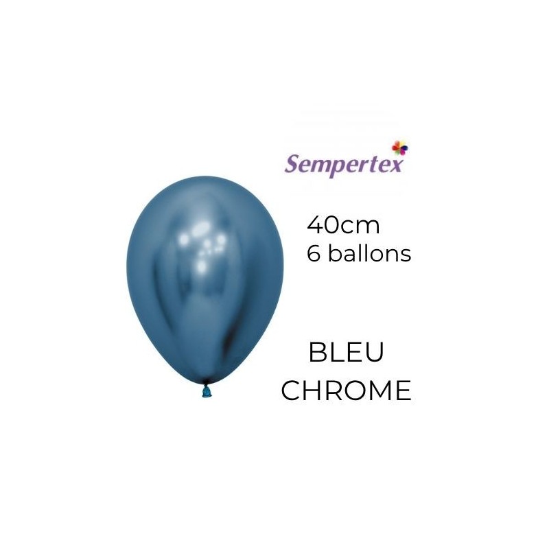 Ballons 18" – Bleu Chromé – Lot de 6 – Sempertex