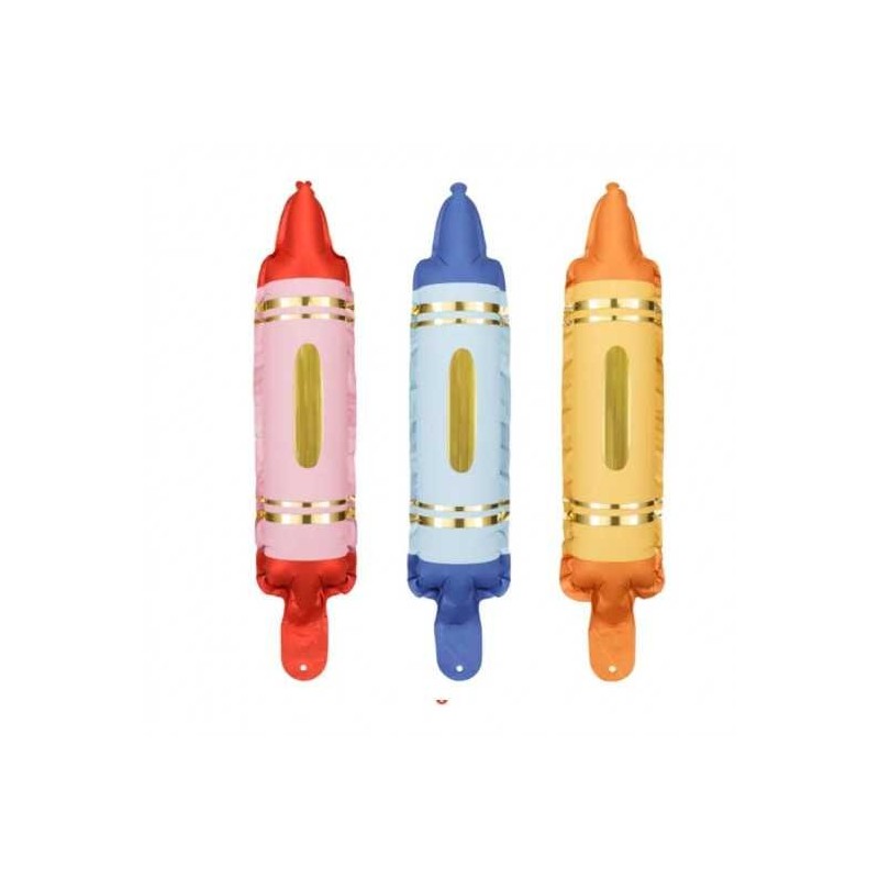 3 Mini Ballons Alu en forme de Crayons de Couleurs – Rentrée des Classes