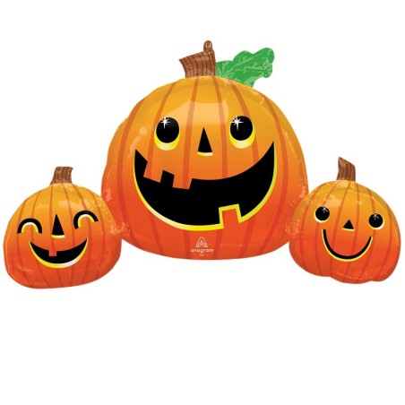 Ballon XL Citrouilles Smiley – Pumpkin Trio SuperShape – Anagram