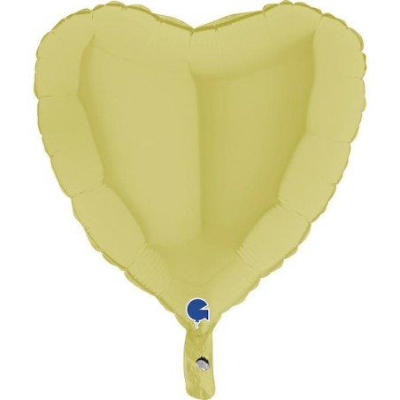 Ballon Alu Cœur Jaune Pastel – 18" – Grabo