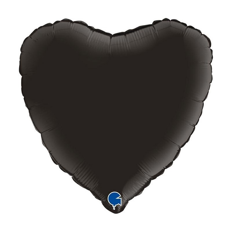 Ballon Alu Coeur Noir Mat – 18" – Grabo