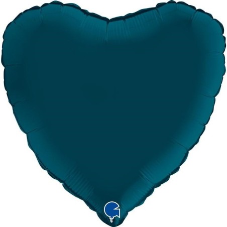 Ballon Alu Cœur Bleu Pétrole – 18" – Grabo