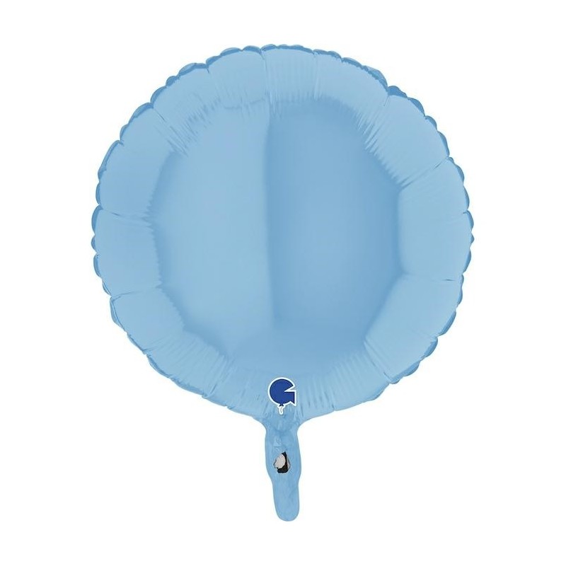 Ballon Alu Rond Bleu Pastel – 18" – Grabo