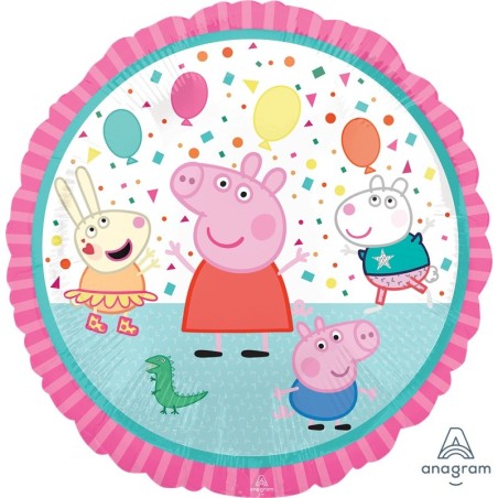 Ballon Rond Peppa Pig et Amis – Fond Rose – Anagram