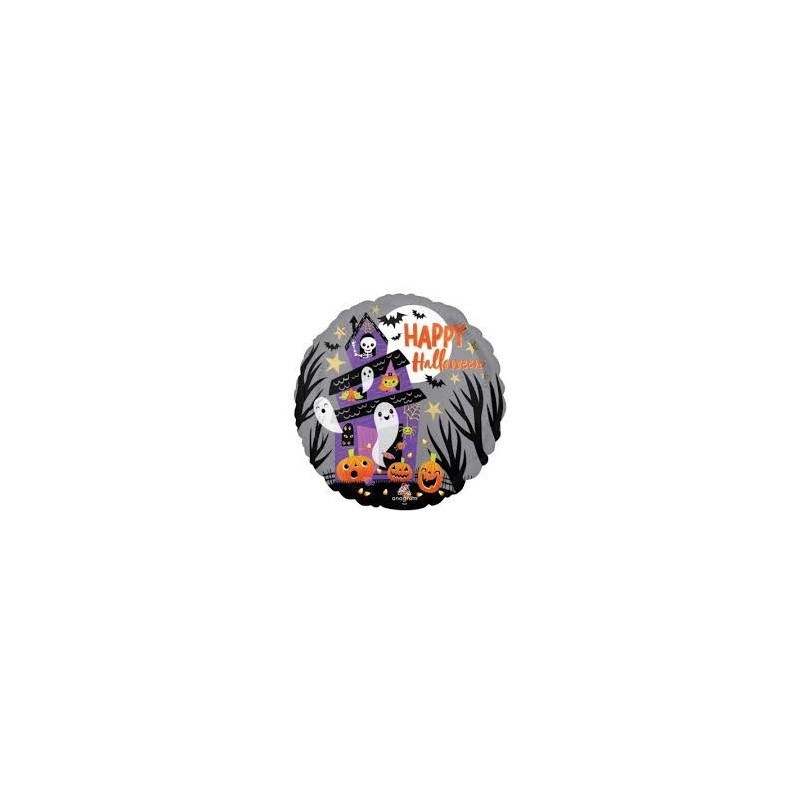 Ballon Rond Happy Halloween – Maison Hantée – 45 cm – Anagram