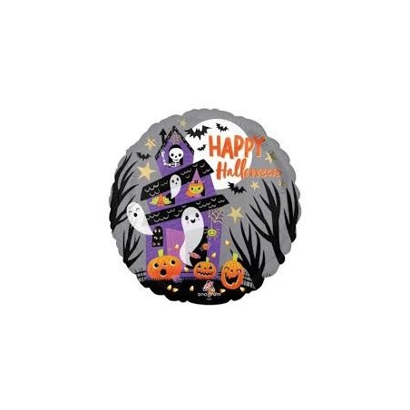 Ballon Rond Happy Halloween – Maison Hantée – 45 cm – Anagram