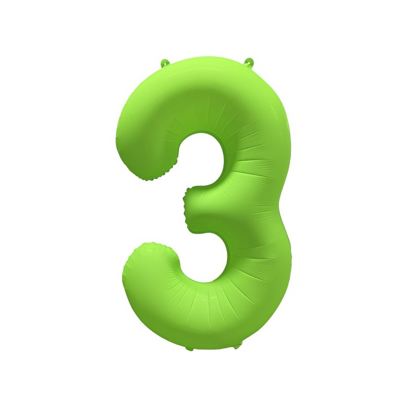 Ballon Alu Chiffre 3 Vert Fluo Néon 86 cm – Riethmüller