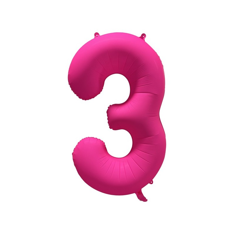 Ballon Alu Chiffre 3 Rose Néon Fluo 86 cm – Riethmüller