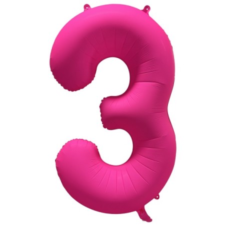 Ballon Alu Chiffre 3 Rose Néon Fluo 86 cm – Riethmüller