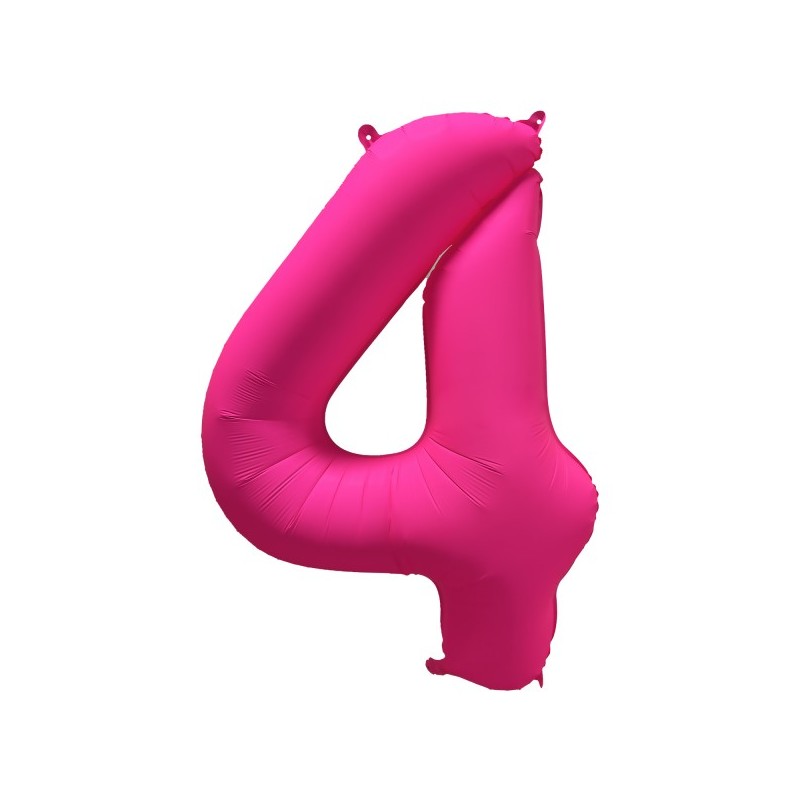 Ballon Alu Chiffre 4 Rose Néon Fluo 86 cm – Riethmüller