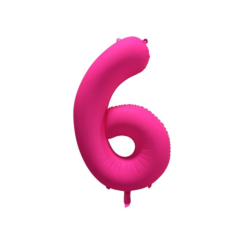 Ballon Alu Chiffre 6 Rose Néon Fluo 86 cm – Riethmüller