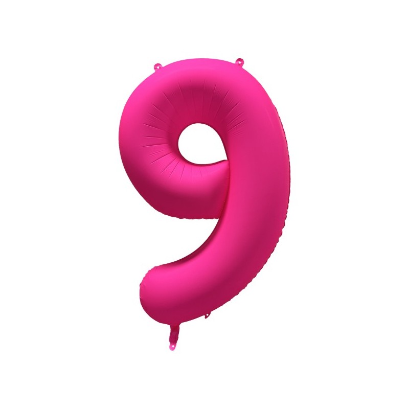 Ballon Alu Chiffre 9 Rose Néon Fluo 86 cm – Riethmüller