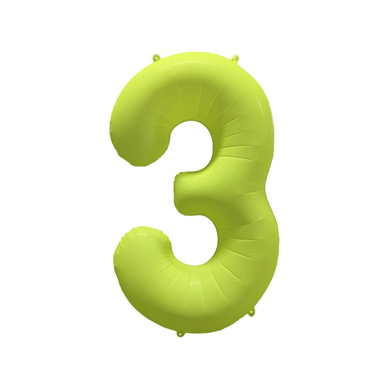 Ballon Alu Chiffre 3 Jaune Néon Fluo 86 cm – Riethmüller
