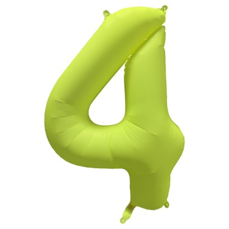 Ballon Alu Chiffre 4 Jaune Néon Fluo 86 cm – Riethmüller