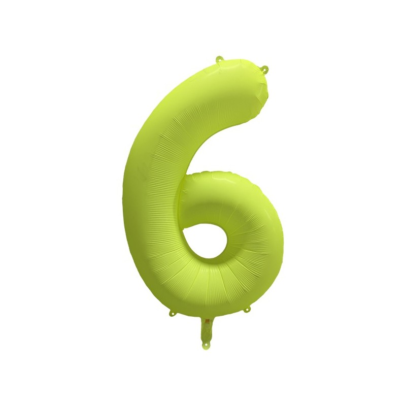 Ballon Alu Chiffre 6 Jaune Néon Fluo 86 cm – Riethmüller