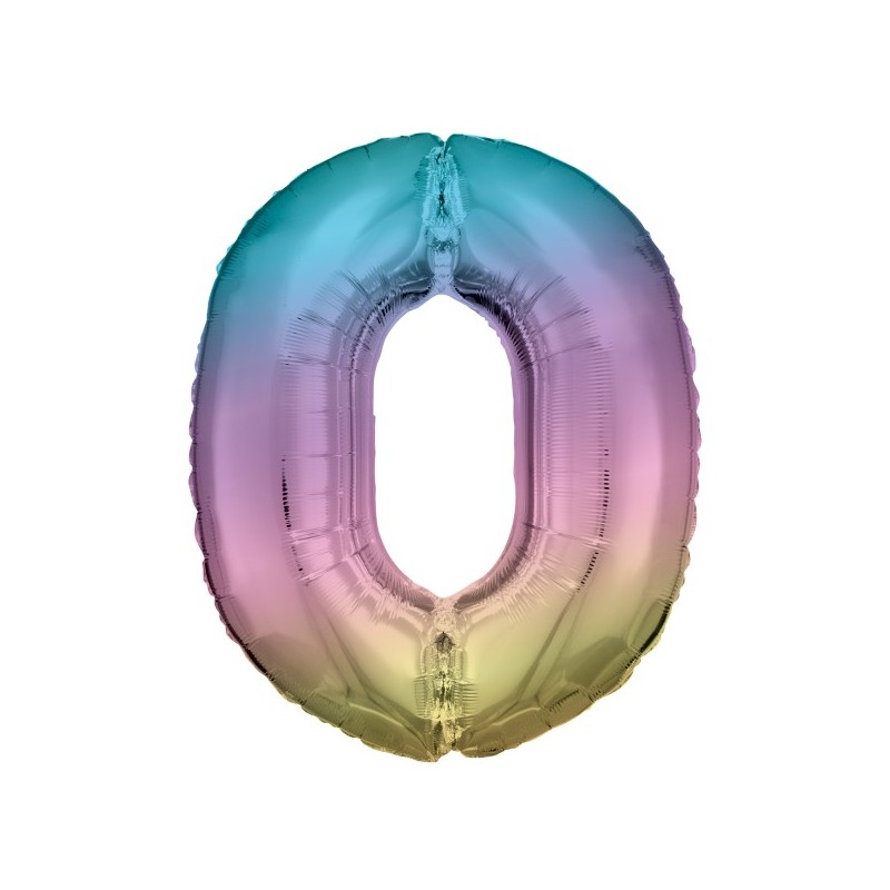 Ballon Alu Chiffre 0 Arc-en-Ciel 86 cm – Riethmüller