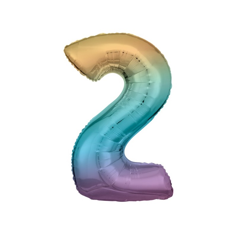 Ballon Alu Chiffre 2 Arc-en-Ciel 86 cm – Riethmüller