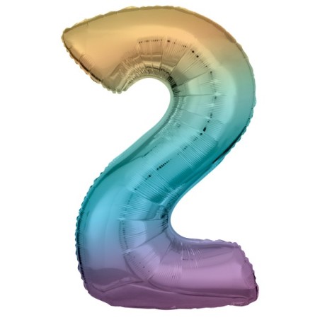 Ballon Alu Chiffre 2 Arc-en-Ciel 86 cm – Riethmüller