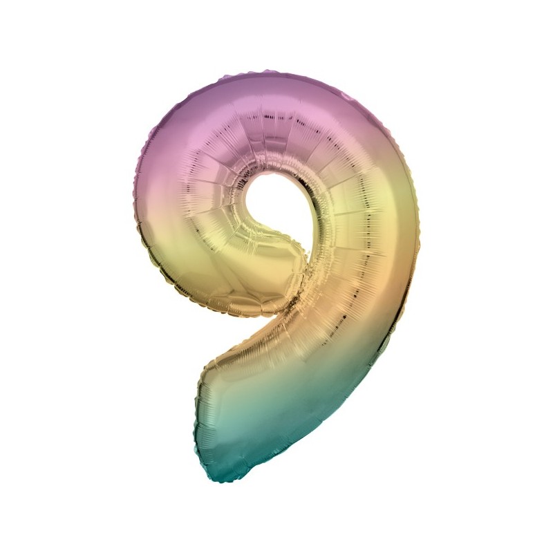 Ballon Alu Chiffre 9 Arc-en-Ciel 86 cm – Riethmüller