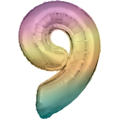 Ballon Alu Chiffre 9 Arc-en-Ciel 86 cm – Riethmüller