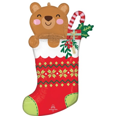 Ballon XL SuperShape Chaussette de Noël Beary Christmas Stocking – Anagram