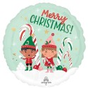 Ballon Rond Elfs de Noël Fond Vert Pastel – Anagram