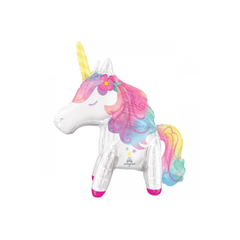 Ballon AirWalkers Licorne Pastel - 116 x 106 cm, Gonflage à l'Air