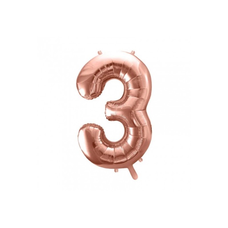Ballon Chiffre Aluminium Trois 3 Rose Gold – PartyDeco