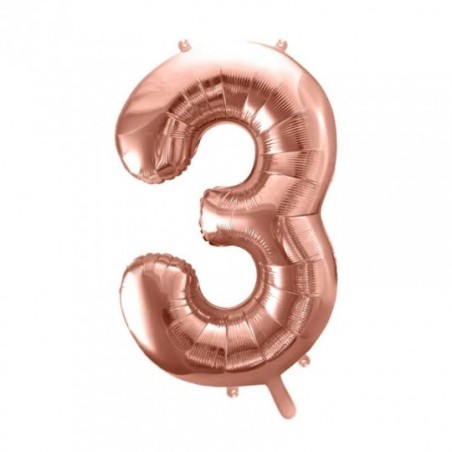 Ballon Chiffre Aluminium Trois 3 Rose Gold – PartyDeco