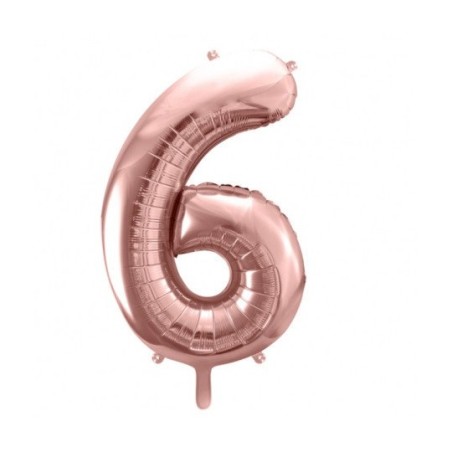 Ballon Chiffre Aluminium Six 6 Rose Gold – PartyDeco