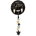 Ballon Alu AirWalker Rond Noir Happy New Year – Anagram