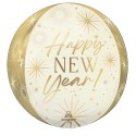 Ballon Alu Orbz Blanc et Doré Happy New Year – Anagram