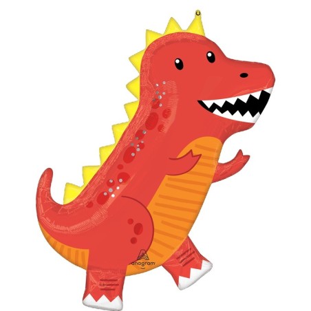 Ballon Alu SuperShape Dinosaure Rouge et Orange – Anagram