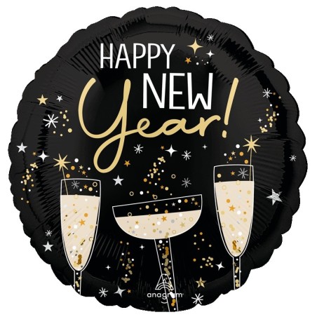 Ballon Alu Rond Noir Happy New Year – Anagram